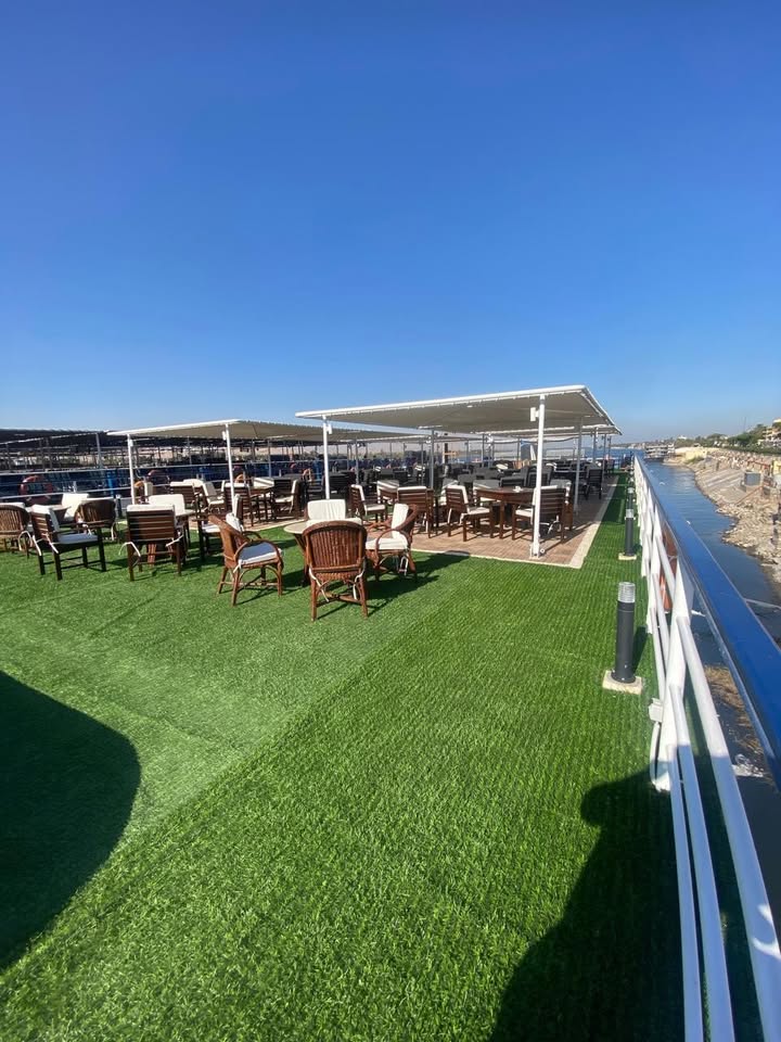 Open-air seating on the Nile cruise deck